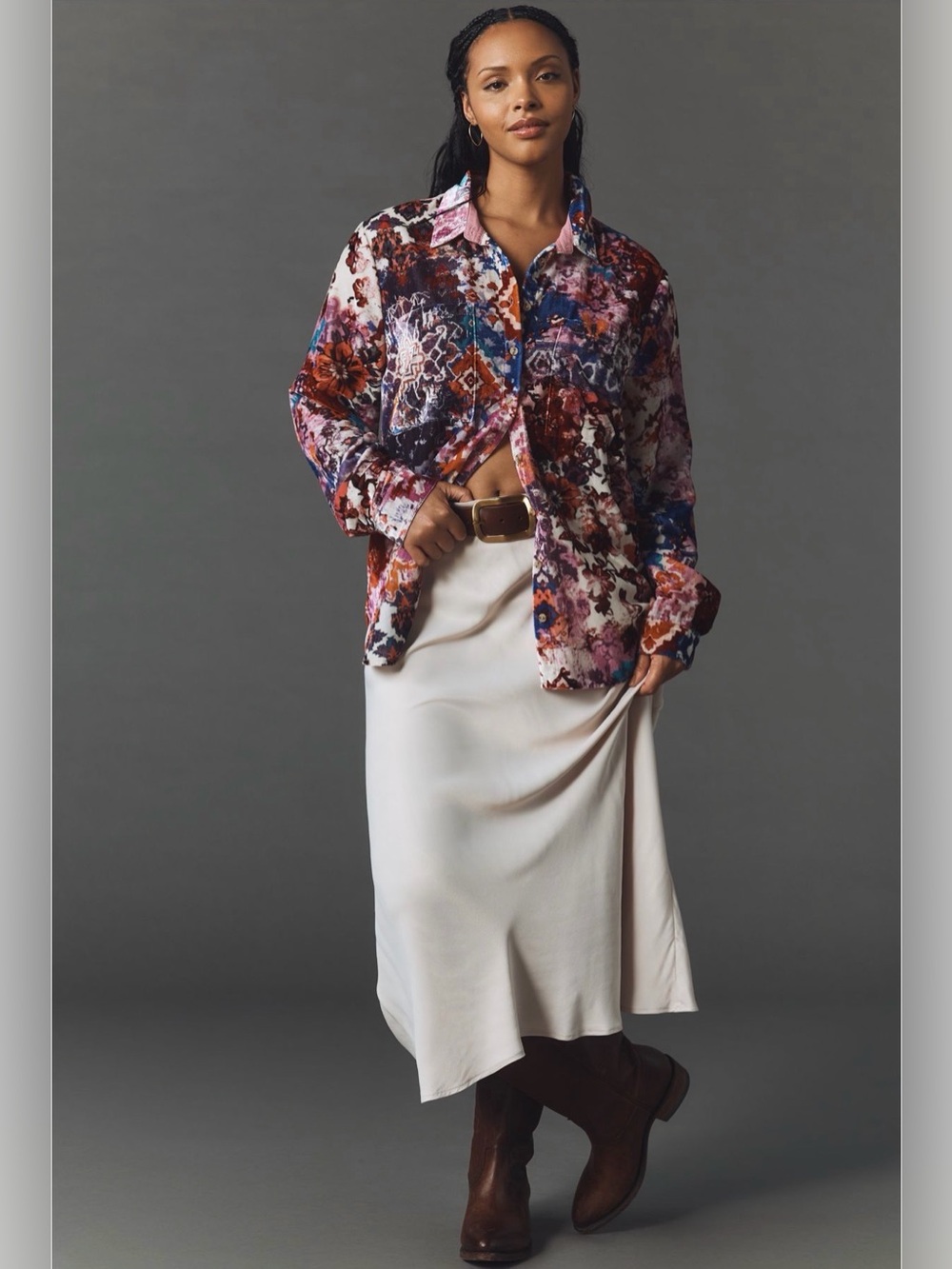 Anthropologie Hadley Velvet Relaxed Buttondown Shirt NWT